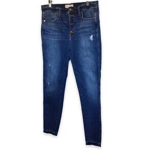 Madewell Women's High Rise Distressed Button Front Skinny Jeans Size 31